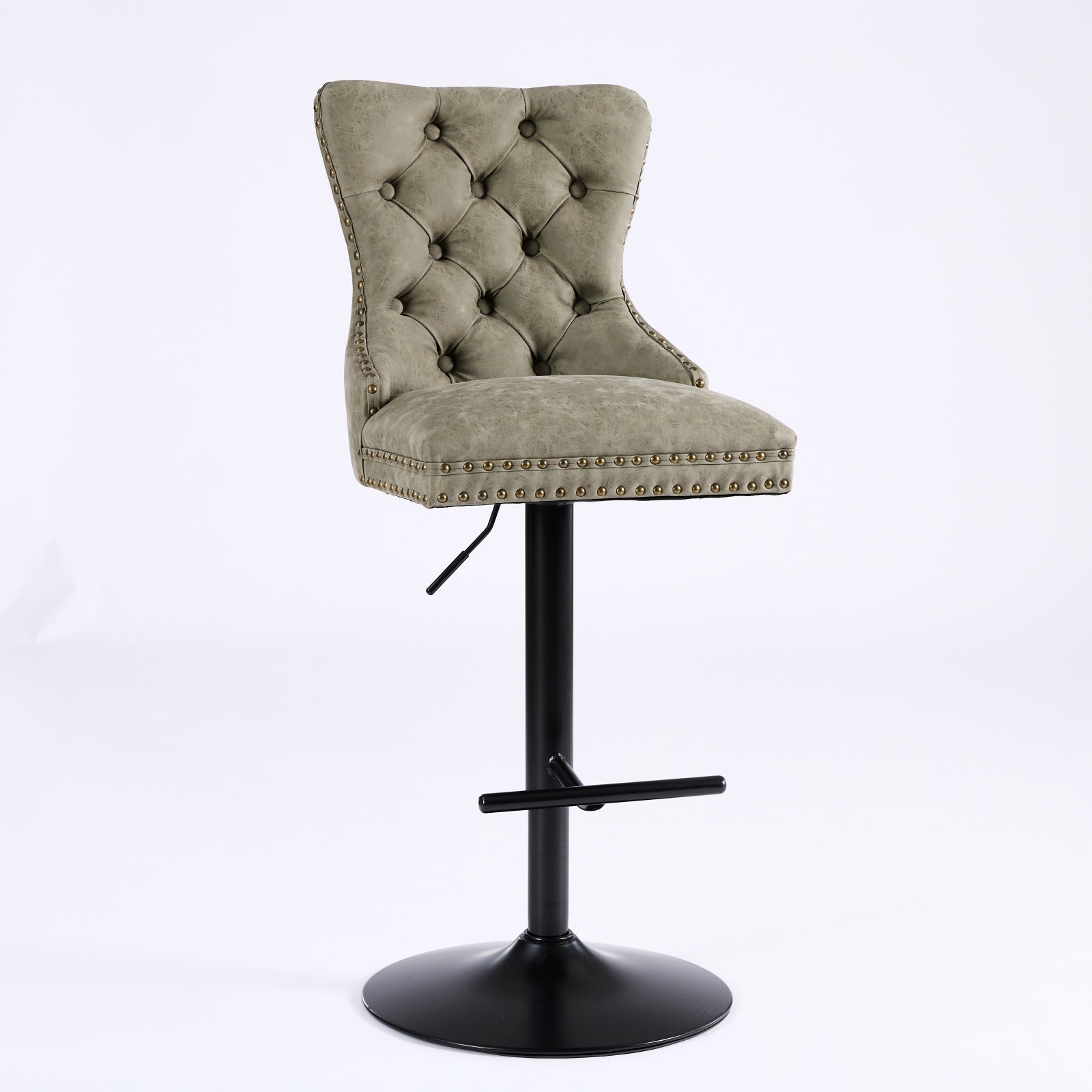 Aged and Retro PU Swivel Barstools Adjusatble Seat Height from 26-33 Inch, Modern Bar Stools with Backs Comfortable Tufted for Home Pub and Kitchen Island