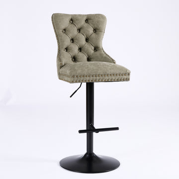 Aged and Retro PU Swivel Barstools Adjusatble Seat Height from 26-33 Inch, Modern Bar Stools with Backs Comfortable Tufted for Home Pub and Kitchen Island