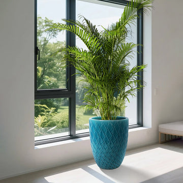Large 17-Inch Handmade Ceramic Planter Pot,Breathable Teal Outdoor & Indoor Plant Pot for Fiddle Leaf Fig, Monstera, Trees