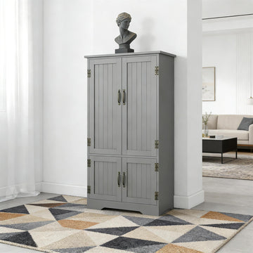 Farmhouse Accent Storage Cabinet, 48.5'' Freestanding Kitchen Bathroom Cabinet w/ Adjustable Shelves