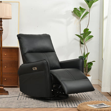 270¡ãPower Swivel Rocker Recliner Chair for Adults, Electric Sofa Recliners for Living Room, Bedroom,RV (Black£©
