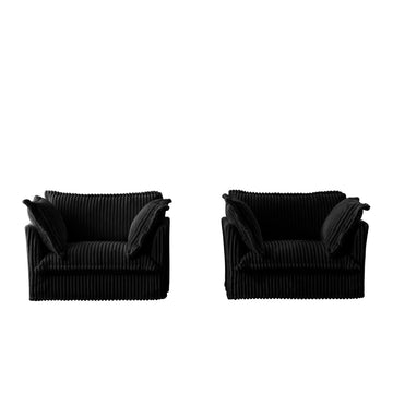 Set of 2 Slipcovered Armchairs,Deep Seat Accent Chair Set for Living Room, Reading Room, Bedroom and Working Spaces,Armchair Sets with Large Soft Pillows