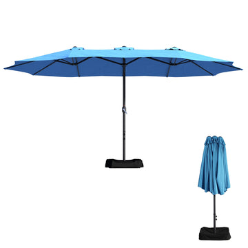 15 ft. Steel Patio Umbrella, with Base and Sandbags, Weather-Resistant£¬Turquoise