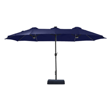 15FT RGB Lighted Double Patio Umbrella with Base – Extra Wide Outdoor Shade for Backyard & Pool Parties