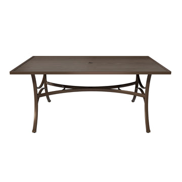 Outdoor Patio Table 66x38x28.7 inches Large Steel Table Outdoor Dining Table Rectangle Table with a 1.9-inch Diameter Umbrella Hole for Garden Deck Poolside