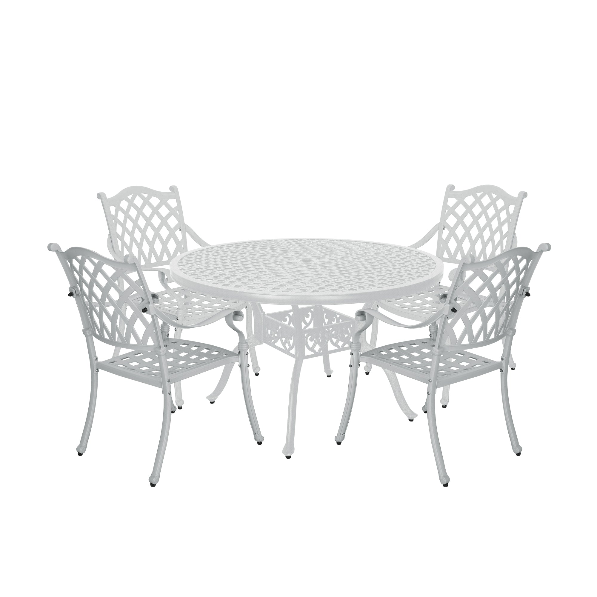 Bronze/White 5-Piece Cast Aluminum Patio Dining Set