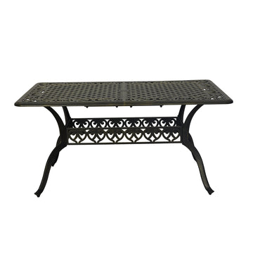 59. in Cast Aluminum Patio Rectangular Dining Table with Umbrella Hole