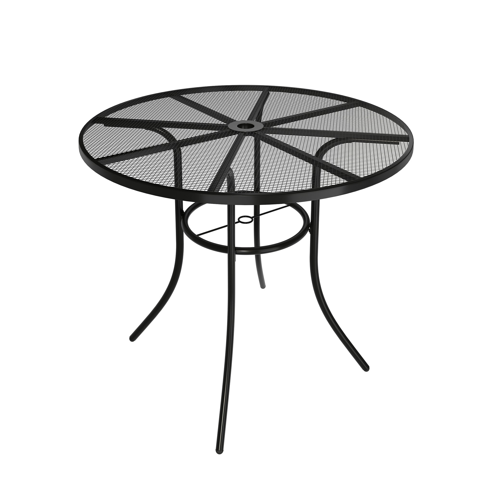 Patio Steel Mesh Table With 1.9" Diameter Umbrella Hole, Weather Resistant Material, Suitable For Various Scenarios