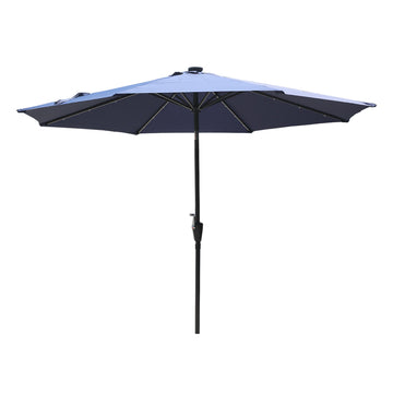 10 ft. Aluminum Market Outdoor Tilt Patio LED Umbrella in Navy