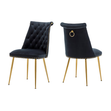 Clihome Black Velvet Dining Chairs Set of 2