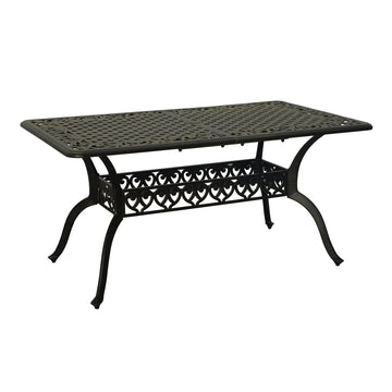 59. in Cast Aluminum Patio Rectangular Dining Table with Umbrella Hole