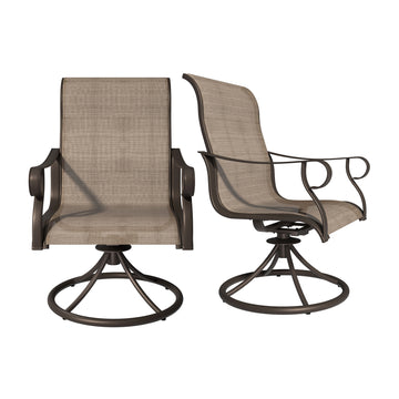 Swivel Chair Teslin Patio Chair 2-Piece Steel Outdoor Dining Chair Flexible Quick Drying Teslin Outdoor Furniture Suitable for Lawn Garden Balcony Pool Backyard Weather Resistant