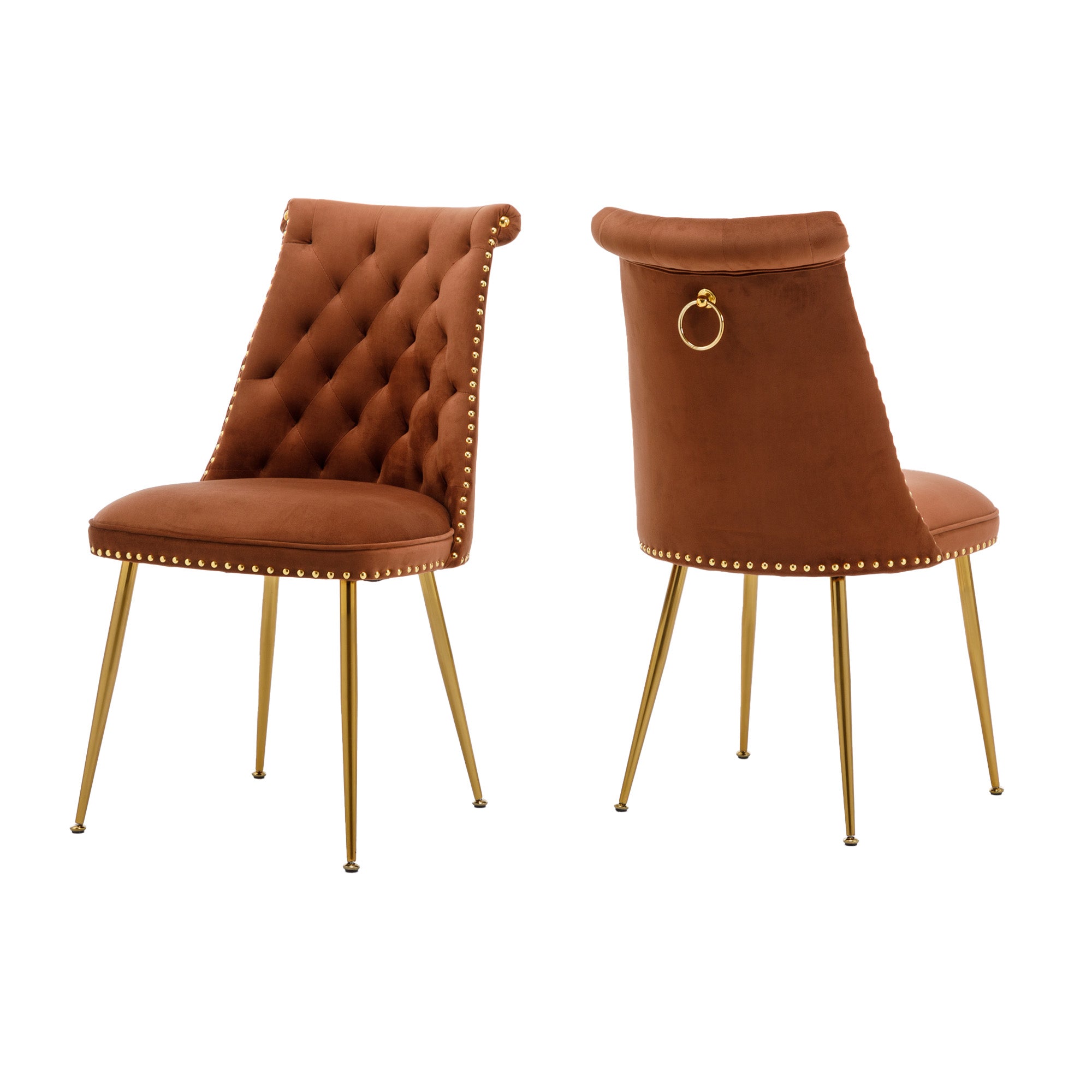 Clihome Coffee brown Velvet Dining Chairs Set of 2