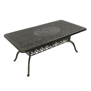 71. in Cast Aluminum Patio Rectangular Carved Pattern Dining Table