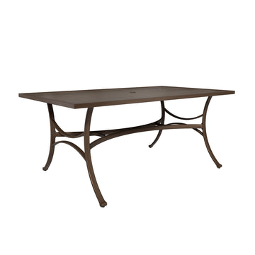 Outdoor Patio Table 66x38x28.7 inches Large Steel Table Outdoor Dining Table Rectangle Table with a 1.9-inch Diameter Umbrella Hole for Garden Deck Poolside