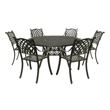 Bronze 7-Piece Cast Aluminum Patio Dining Set