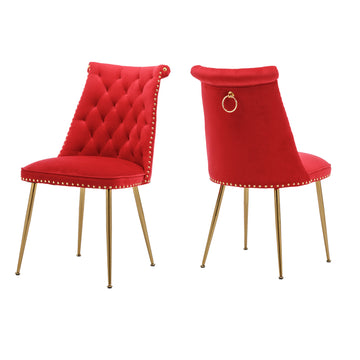 Clihome Red Velvet Dining Chairs Set of 2
