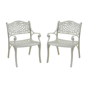 Clihome-2PCS-Vintage-Cast-Aluminum-Patio-Dining-Chairs