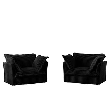 Set of 2 Slipcovered Armchairs,Deep Seat Accent Chair Set for Living Room, Reading Room, Bedroom and Working Spaces,Armchair Sets with Large Soft Pillows