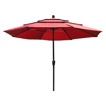 3-Tier Patio Umbrella,10ft Outdoor Patio Table Umbrella Large Umbrella Pool Umbrella For Deck, Pool, Garden, Patio£¬Red