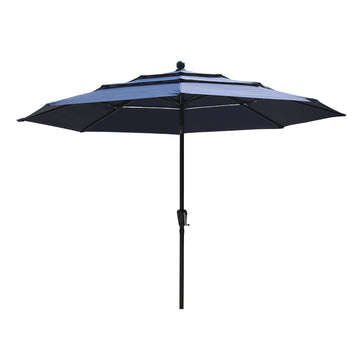 3-Tier Patio Umbrella,10ft Outdoor Patio Table Umbrella Large Umbrella Pool Umbrella For Deck, Pool, Garden, Patio£¬Navy Blue
