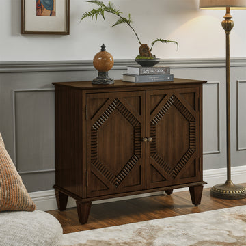 33.6" Retro Wooden Sideboard Buffet Cabinet with Storage, Accent Display Cabinets, Media Console Credenza, Walnut