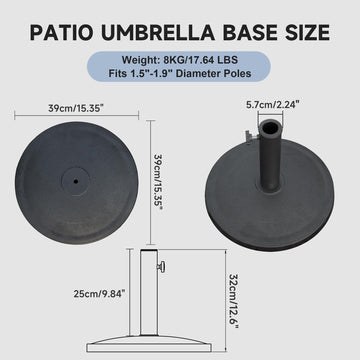 Patio Umbrella Base, Umbrella Stand Base with Adjustable Knob, Patio Table Umbrella Base for Outdoor 1.5''~1.9'' Market Umbrella Heavy Duty Umbrella Holder, Black