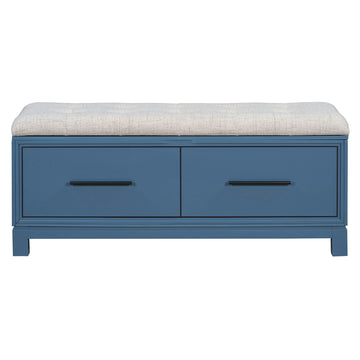 Clihome Shoe Bench with Removable Cushion, Entryway Bench with Hidden Storage for Living Room, Entryway, and Hallways (Navy)