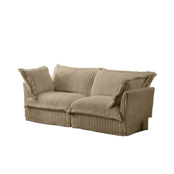 Modern Slipcovered 2-Seat Sofa Couches for Living Room, 2 Seater Sofa, Corduroy Deep Seat Sofa with Upholstered Cushion&Detachable Cover, Comfy Sofa Couch for Small Space