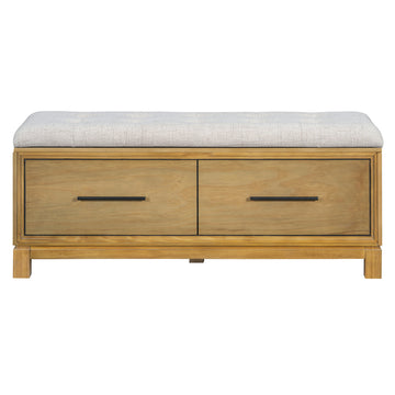 Clihome Shoe Bench with Removable Cushion, Entryway Bench with Hidden Storage for Living Room, Entryway, and Hallways (Natural)