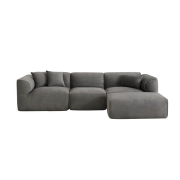 Luxury living room double-needle cut velvet sofa, 4-seater with pure sponge seat cushions and a detachable footstool, includes 3 throw pillows. Ideal for living rooms, apartments, and more.