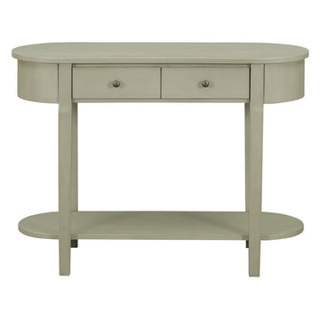Clihome Elegant Retro Console Table with Curved Design and Smooth Glaze for Entryways, Living Rooms and hallways (Grey)