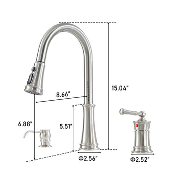 8 inch widespread 3 holes kitchen faucet with soap dispenser