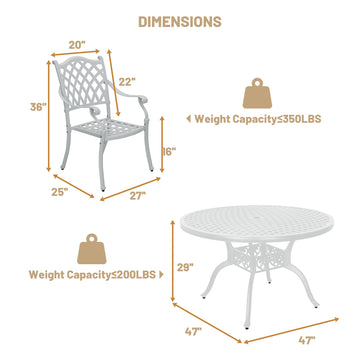 Bronze/White 5-Piece Cast Aluminum Patio Dining Set