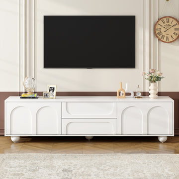Cream Style TV Stand with Arched Doors & 2 Drawers for TVs up to 75