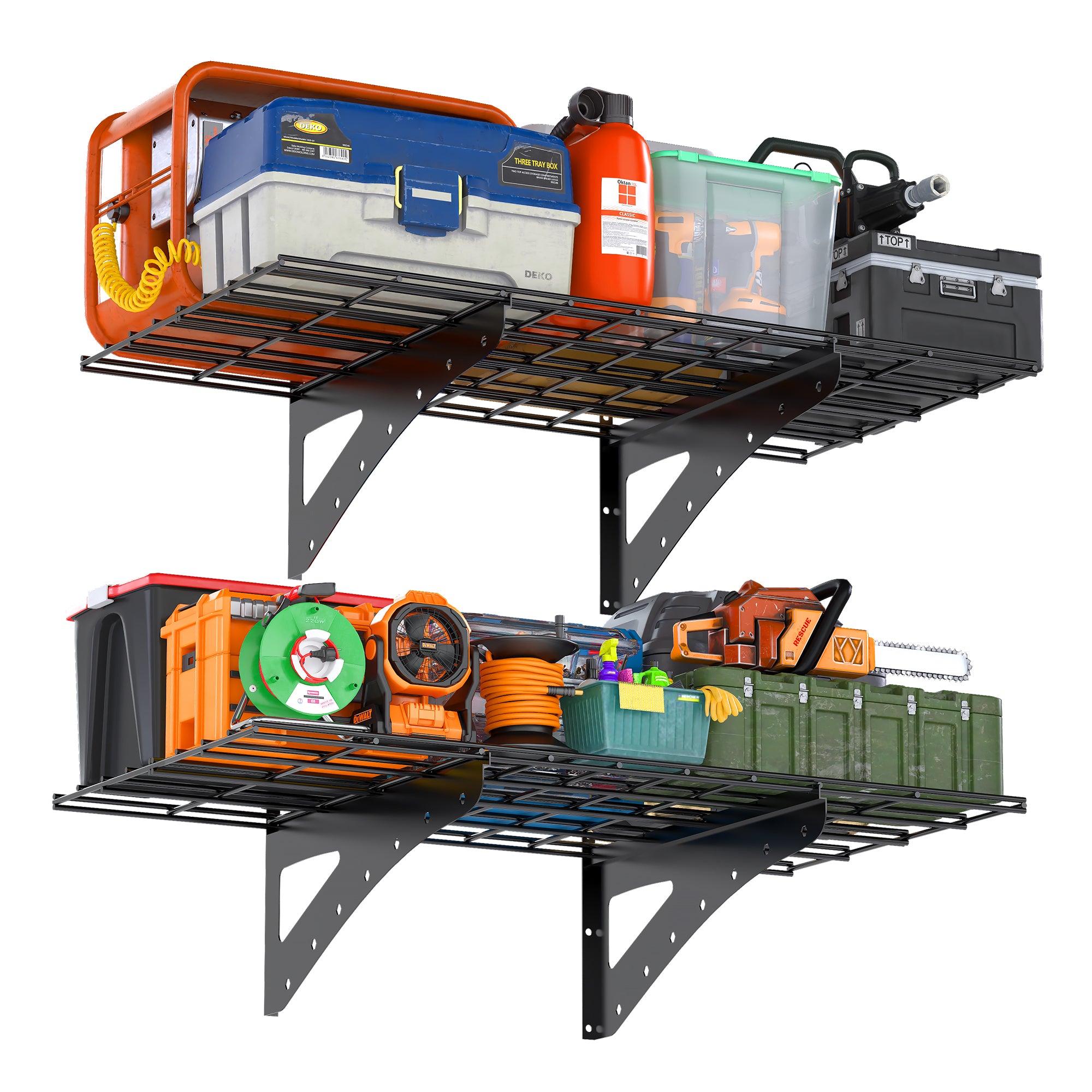 24*48 Inch Wall Mounted Wall Shelf for Garage Heavy Duty Wall Shelf, Supermarket Storage Shelf, Black, 2-Pack