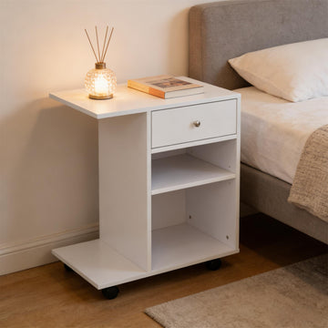 Mobile Printer Stand with Storage Rolling File Cabinet Cart, White CPU Stand for Home Office
