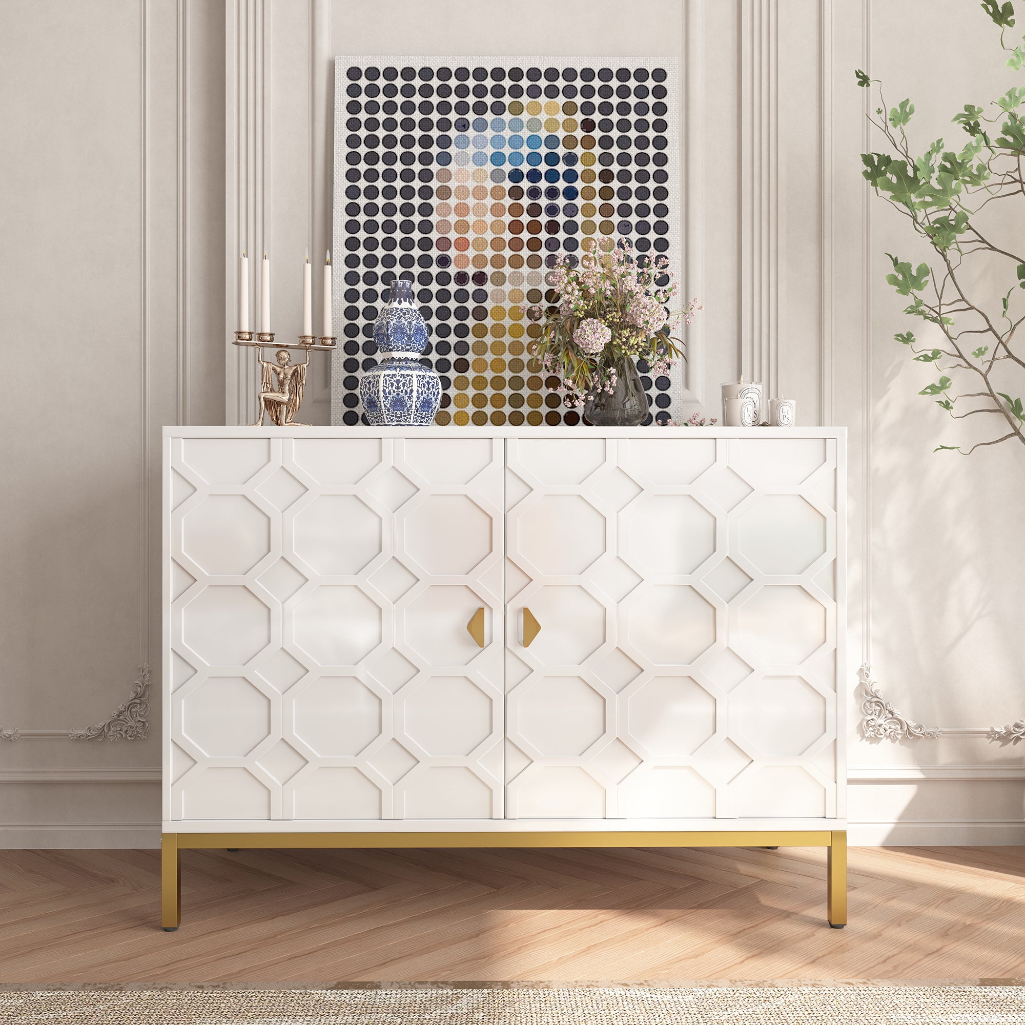 Freestanding Storage Cabinet 2-Door Accent Cabinet