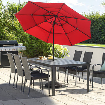 3-Tier Patio Umbrella,10ft Outdoor Patio Table Umbrella Large Umbrella Pool Umbrella For Deck, Pool, Garden, Patio£¬Red