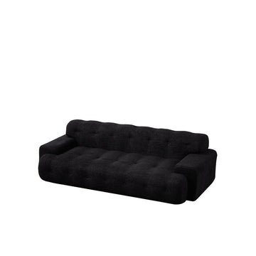 87.4 Inch Tufted 3-Seater Sofa with Square Arms, Soft Chenille Fabric Cloud Sofa,Black