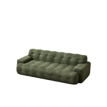 87.4 Inch Tufted 3-Seater Sofa with Square Arms, Soft Chenille Fabric Cloud Sofa,Green