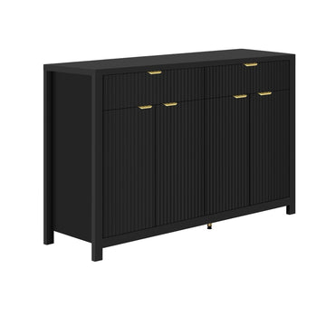 Sideboard with Wave Design - 3 Adjustable Shelves, 3 Drawers & Soft-Close Doors, Storage Console Table with Metal Handles, Suitable for Study, Hallway and Living Room, 3 Colors