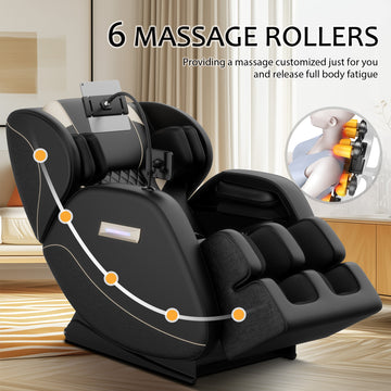 Clihome Massage Chair Recliner with Zero Gravity with Full Body Air Pressure Black