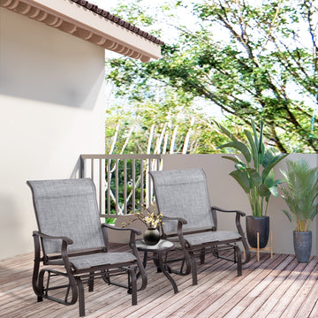 Outdoor Glider Chair, Gliders for Outside Patio with Steel Frame and Mesh Fabric, Gray