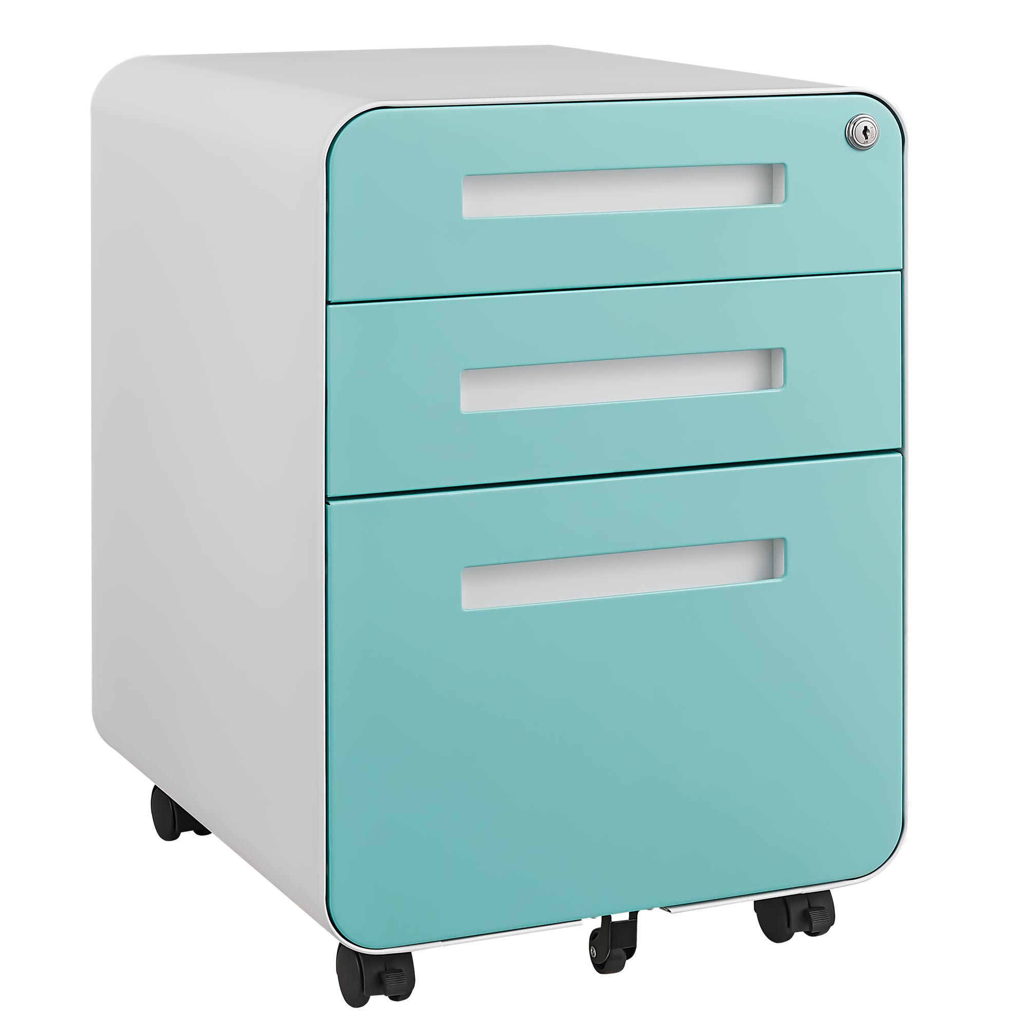 3 Drawer Mobile File Cabinet Under Desk Office,Simple Style Versatile Storage Cabinet for Legal/Letter/A4 Files, 5 Wheel Design Anti-Tilting Cold Rolled Steel Waterproof Moisture-Proof