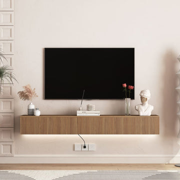 Floating TV Stand Wall Mounted with 16 Color LEDs,69" Modern TV Stand, Floating TV