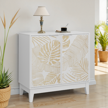 31.5 Inch Vintage Carved Buffet Cabinet, Decorative Cabinet Sideboard with 2 Doors and Adjustable Shelves, Wooden Decorative Cabinet with Storage Space, Suitable for Living Room, Kitchen, Dining Room