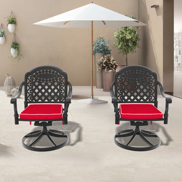 Clihome Patio Cast Aluminum Swivel Dining Chairs with Random Color Cushions, Set of 2