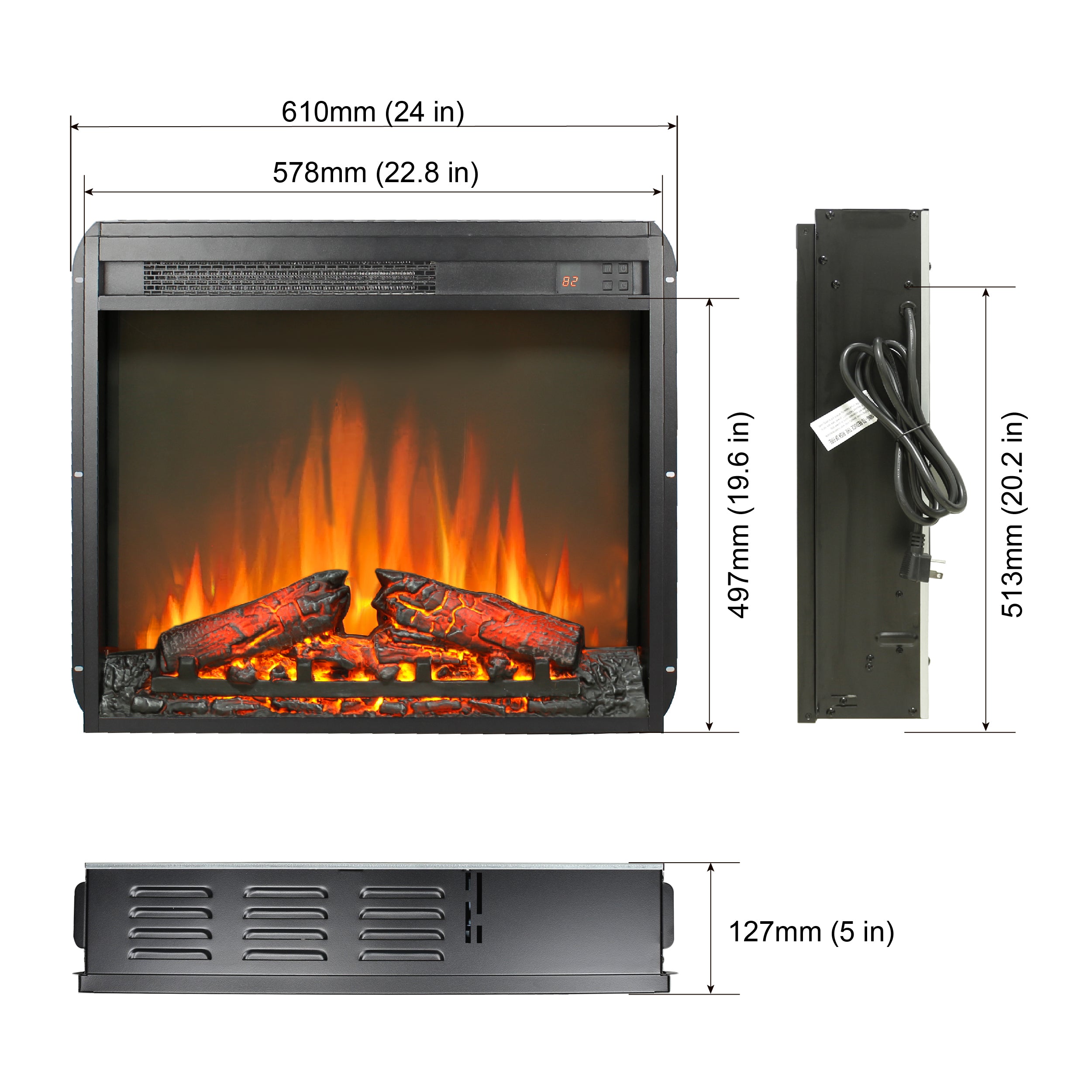 23 inch electric fireplace insert