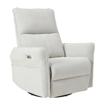 270° Power Swivel Rocker Recliner Chair for Adults, Swivel Rocking Recliner Chair,Electric Small Recliners for Small Spaces, Single Sofa Recliner for Living Room, Bedroom,RV (Fabric Gray+270°Swivel)
